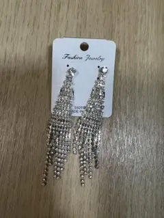 確認用　コンテストジュエリー⑧ クリスタルフリンジイヤリング シルバー
