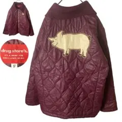 drug store'sビッグ豚さん×ボルドー中綿キルティングブルゾンゆったり