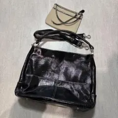 濱野皮革工藝　HAMANO　ショルダーバック　2way　本革　黒