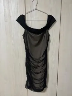 シースルーオフショルダードレス ブラック ( M / L )