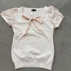 MISCH MASCH ミッシュマッシュ❤️リボンカットソー M❤️透け袖フェミニン
