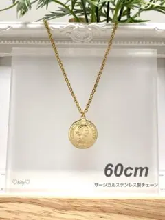 【ハーフペニー チャーム ネックレス ゴールド 60cm】コインネックレス a7のサムネイル