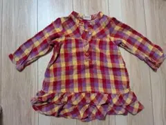 JUNKSTOREチェック柄 フリル付きシャツ 80