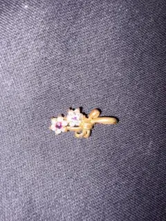 K18 天然ルビー 0.39ct ダイヤモンド ペンダントトップ リボンモチーフ