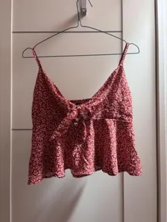 海外ガール風キャミソール レッド 花柄 Sサイズのサムネイル