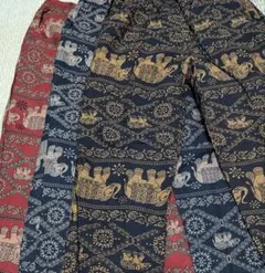 タイパンツ 3枚セット 象総柄 メンズS ルームウェア リラックスパンツ