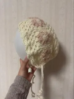 かぎ針編みフラワーボンネット帽子