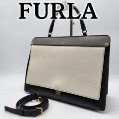 FURLA フルラ ハンドバッグ ショルダーバッグ レザー ブラック ホワイト