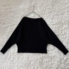 ドルマンリブニット　L　ブラック　長袖　ニットトップス　◆A1556