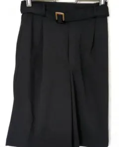 ブラック ワイドショートパンツ ベルト付き