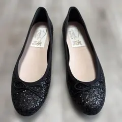 Laura Lea ballet グリッターラウンドトゥバレエシューズ ブラックのサムネイル