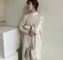 Amiur band color shirt ops シャツワンピース