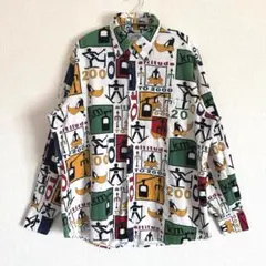 【希少】ダフィーダック　コーデュロイ総柄ボタンダウンシャツ　00s　ルーニー　L