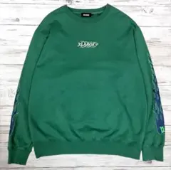 XLARGE エクストララージ スウェット 刺繍ロゴ グリーン L 0434