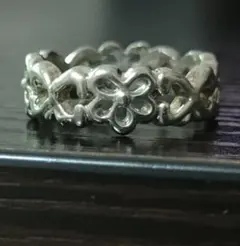 Heart Pinky Ring フラワー シルバートーン ピンキーリングのサムネイル
