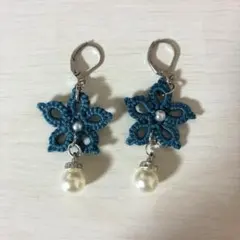 ピアス　花　タティングレース
