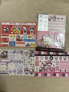 ハローキティ×ワンピースキティ×チョッパーレターセット　1つ　シール　3枚