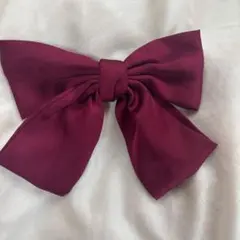 バーガンディ リボンヘアアクセサリー　バレッタ
