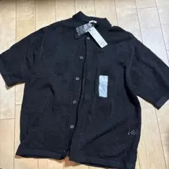 GU ウォッシャブルメッシュニットシャツ　M ブラックのサムネイル