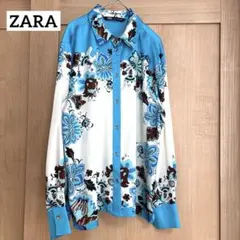 ザラ　ZARA　花柄　ウエスタン　シャツ　フラワープリント　ブラウス　長袖