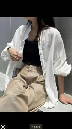 CIAOPANIC TYPY ホワイトノーカラー長袖シャツ