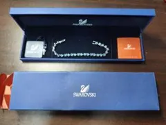 SWAROVSKI ブルーラインストーン ブレスレット　バングル