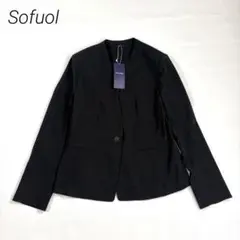 新品✨【Sofuol 】 L ノーカラージャケット レディース　ブラック　42のサムネイル