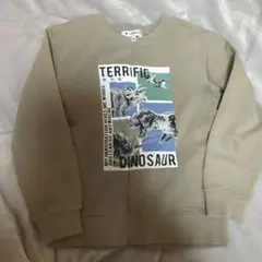 綿100%　グローバルワークの恐竜プリント トレーナー ベージュ