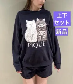 新品 ジェラートピケ ツインキャットプルオーバー&ショートパンツ 上下セット ラッピング済み】ツインズキャットジャガードプルオーバー