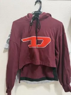 DIESEL ディーゼル クロップド丈　パーカー ボルドー