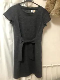 PLST  秋冬膝丈ワンピース  グレー