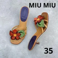 MiuMiu ミュウミュウ archive パンプス ミュール レザーフラワー