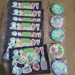 やさいのようせい　缶バッチとステッカー