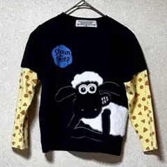 ナウテーカンパニー ひつじのショーン 長袖Tシャツ 120 黒 アップリケ