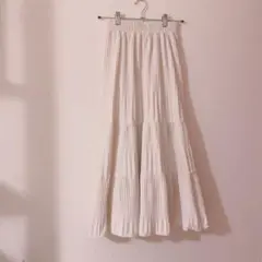 フレアティアード ロングスカート ホワイト