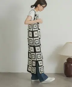 新品　タグ付き　アーバンリサーチ パッチワークニットワンピース M