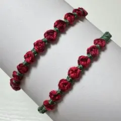 赤 薔薇 お花ミサンガ (2本セット) 即購入⭕️
