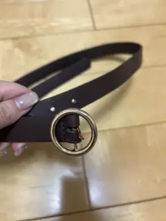 ブラウンレザー円形バックルベルト