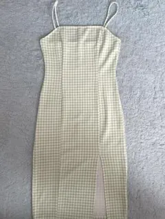 グリーンチェック キャミワンピース