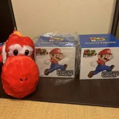 スーパーマリオ 3Dランド フィギュア 2個セット、ヨッシーbigぬいぐるみ