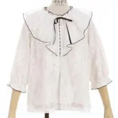 〈axes femme〉ラッフルフリルレーストップス ホワイト