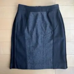 【INDIVI】黒×ダークグレー　タイトスカート36 38 7号9号インディヴィ