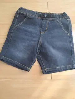 【未使用】ブラックデニム 110cm 短パン　ハーフパンツ　ウエストゴム