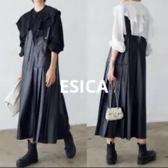 【完売】ESICA アシンメトリー レザー ジャンスカ　ロング ワンピース