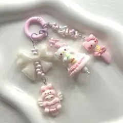 白猫キティ ストラップ キーホルダー