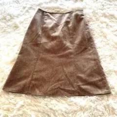 レディース スカート 膝丈 台形 茶色 ｗ64 Ｍ相当 オフィスカジュアル 美品