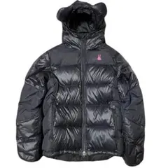 CUNE フード耳付き　ダウンジャケット　刺繍ロゴ　ブラック　ピンク　サイズ1