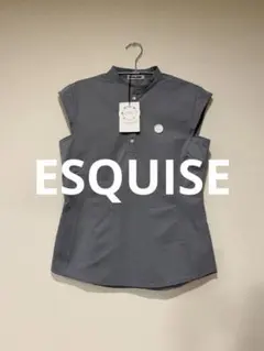 新品未使用‼️ESQUISE スタンドカラー ノースリーブシャツ グレー　ゴルフのサムネイル