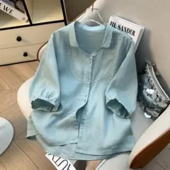 極美品⭐️ セオリーリュクス 蛯原友里コラボ 袖ふんわり バンドカラー 