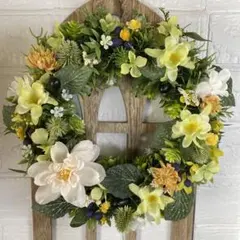 ポタニカルリース☆大きめリース☆大人かわいいイエローグリーン